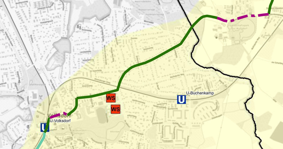 Karte Fahrradschnellweg Volksdorf Ahrensburg