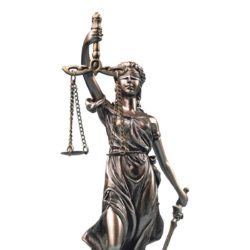 Lady Justice isolated on white background. Symbol of law or lawy